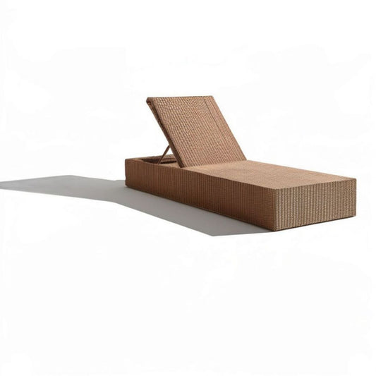Gartenliege aus PE-Rattan Beige 200 x 65 x 35 cm mit verstellbarer Rückenlehne