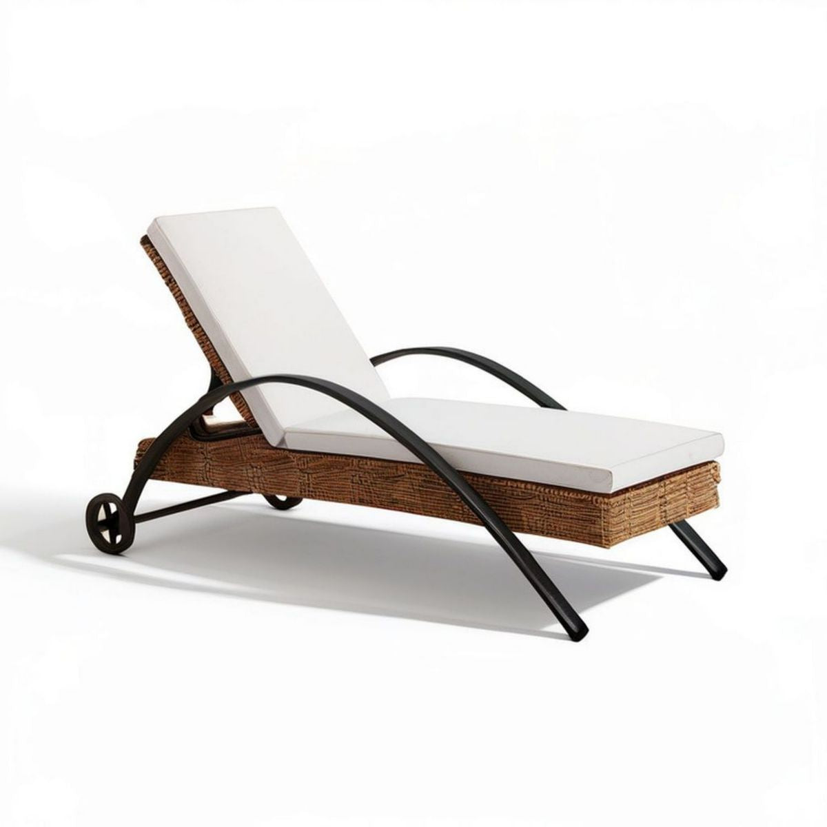Gartenliege mit Rollen und verstellbarer Rückenlehne 200 x 70 x 35 cm Braun/Schwarz/Creme