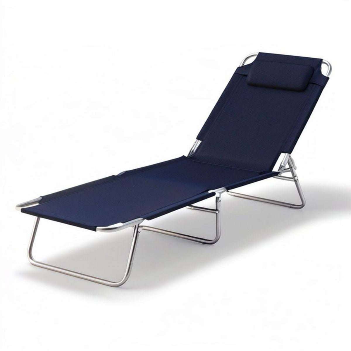 Klappbare Gartenliege 189 x 60 x 29 cm, Dunkelblau/Silber, Aluminium und Polyester