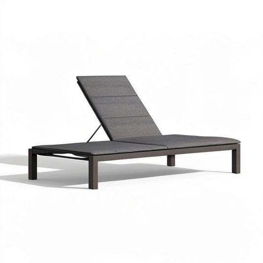 Verstellbare Gartenliege aus Aluminium und PVC-beschichtetem Polyestergewebe, Anthrazit, 200 x 70 x 35 cm